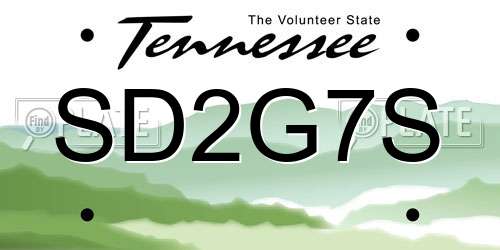 SD2G7S Tennessee License Plate