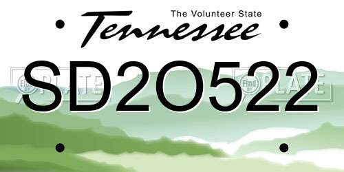SD2O522 Tennessee License Plate