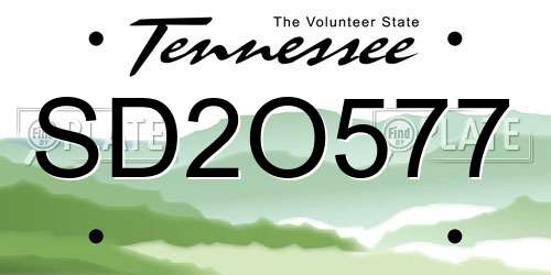 SD2O577 Tennessee License Plate