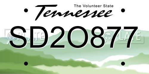 SD2O877 Tennessee License Plate