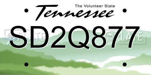 SD2Q877 Tennessee License Plate