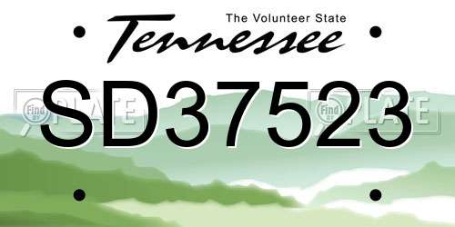 SD37523 Tennessee License Plate