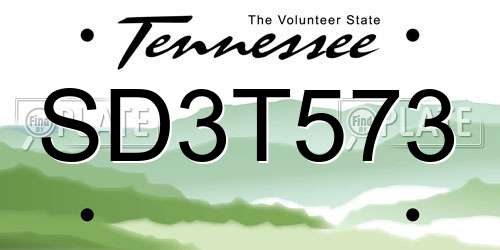SD3T573 Tennessee License Plate