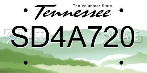 SD4A720 Tennessee License Plate