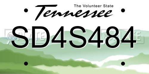 SD4S484 Tennessee License Plate