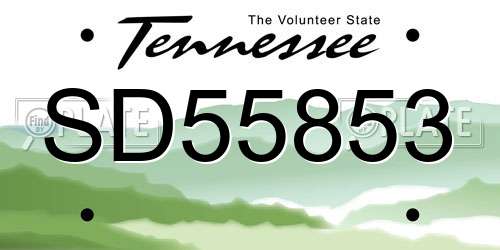 SD55853 Tennessee License Plate