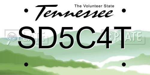 SD5C4T Tennessee License Plate