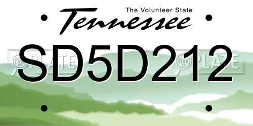 SD5D212 Tennessee License Plate