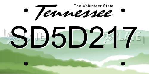 SD5D217 Tennessee License Plate