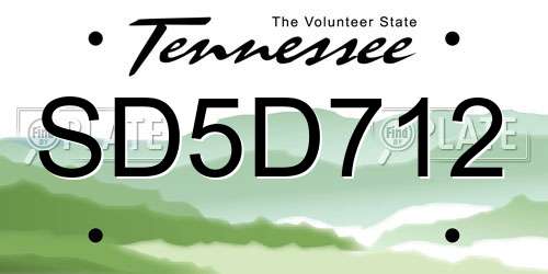 SD5D712 Tennessee License Plate