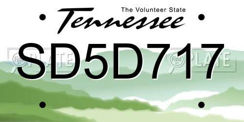 SD5D717 Tennessee License Plate