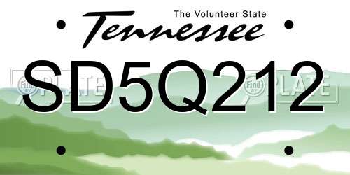 SD5Q212 Tennessee License Plate