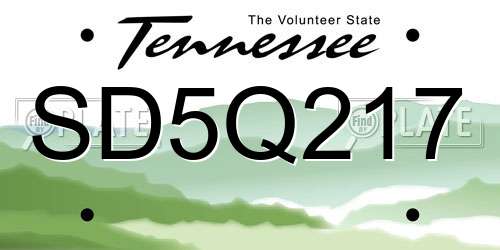 SD5Q217 Tennessee License Plate