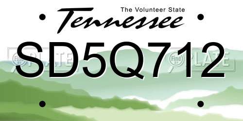SD5Q712 Tennessee License Plate
