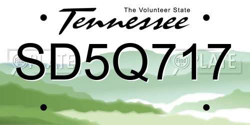 SD5Q717 Tennessee License Plate