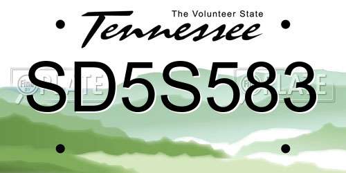 SD5S583 Tennessee License Plate
