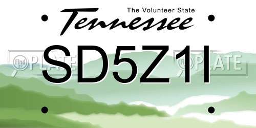 SD5Z1I Tennessee License Plate
