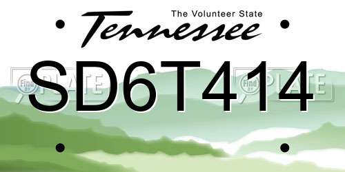 SD6T414 Tennessee License Plate