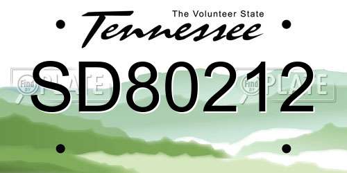 SD80212 Tennessee License Plate