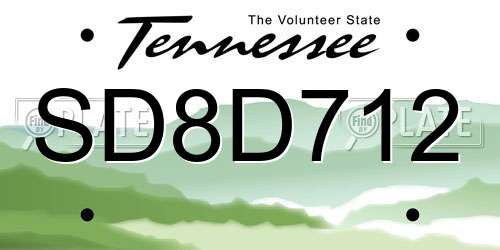 SD8D712 Tennessee License Plate
