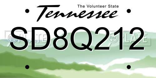 SD8Q212 Tennessee License Plate