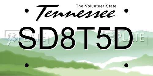 SD8T5D Tennessee License Plate
