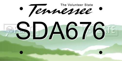 SDA676 Tennessee License Plate