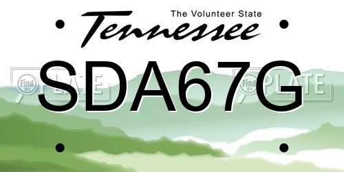 SDA67G Tennessee License Plate