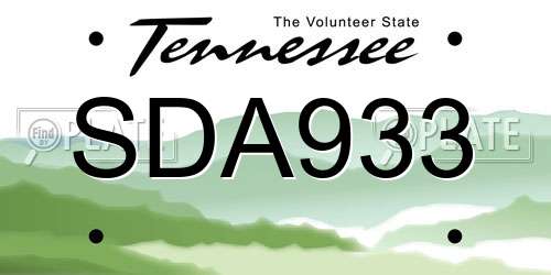 SDA933 Tennessee License Plate
