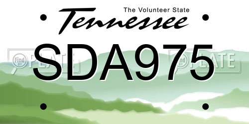 SDA975 Tennessee License Plate