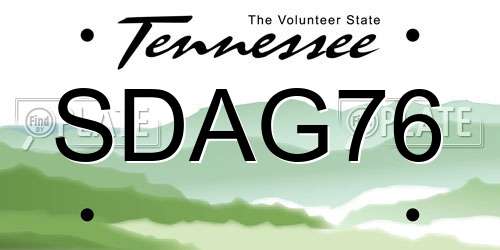 SDAG76 Tennessee License Plate
