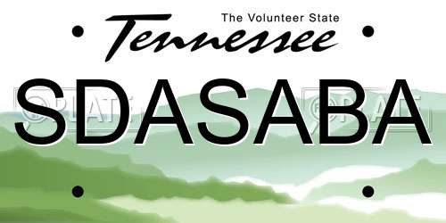 SDASABA Tennessee License Plate