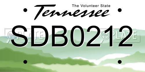 SDB0212 Tennessee License Plate