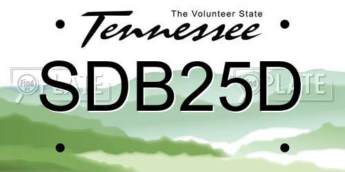 SDB25D Tennessee License Plate