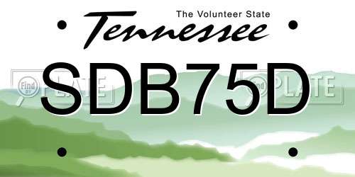 SDB75D Tennessee License Plate