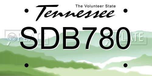 SDB780 Tennessee License Plate