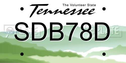 SDB78D Tennessee License Plate