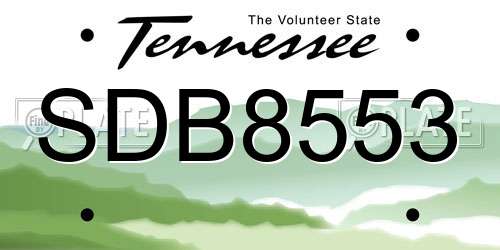 SDB8553 Tennessee License Plate