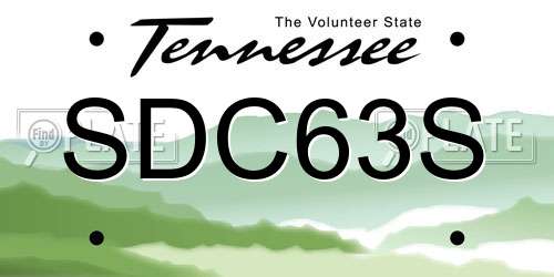SDC63S Tennessee License Plate