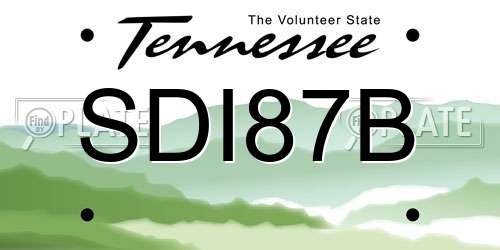 SDI87B Tennessee License Plate