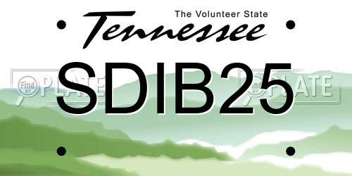 SDIB25 Tennessee License Plate