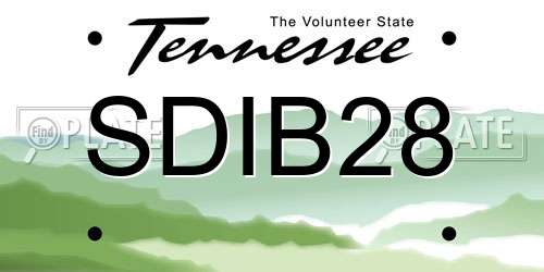 SDIB28 Tennessee License Plate