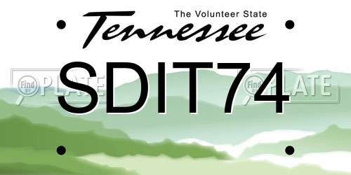 SDIT74 Tennessee License Plate