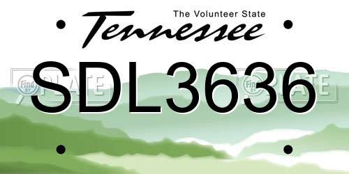 SDL3636 Tennessee License Plate