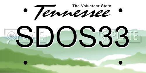 SDOS33 Tennessee License Plate