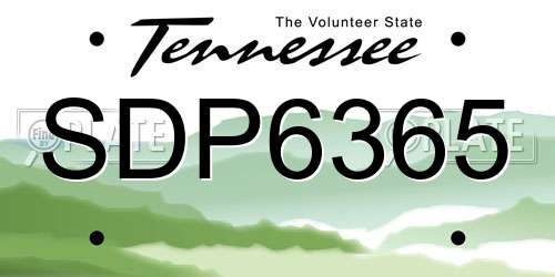 SDP6365 Tennessee License Plate