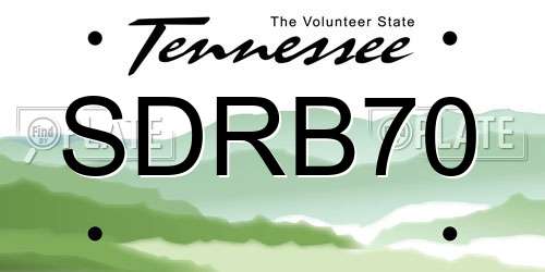 SDRB70 Tennessee License Plate