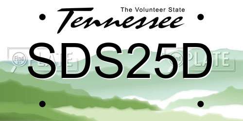 SDS25D Tennessee License Plate