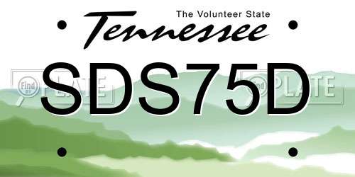 SDS75D Tennessee License Plate