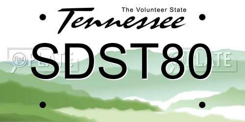 SDST80 Tennessee License Plate